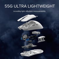 DeLUX M800Ultra Vezeték Nélküli Gaming Egér, 55g Könnyű, 26000 DPI PAW3395 Szenzor, 1000Hz, 120 Óra Akkumulátor, Tri-Mode, Fehér 2
