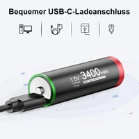 Delyeepow USB-C AA Lítium Akkumulátor 1.5V 3400mWh Gyorstöltős 4db 6