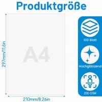 Lesklý fotopapier DenFatory A4 200g/m² 50 listov pre atramentové tlačiarne, vodoodolný, rýchloschnúci vysokolesklý fotopapier 2