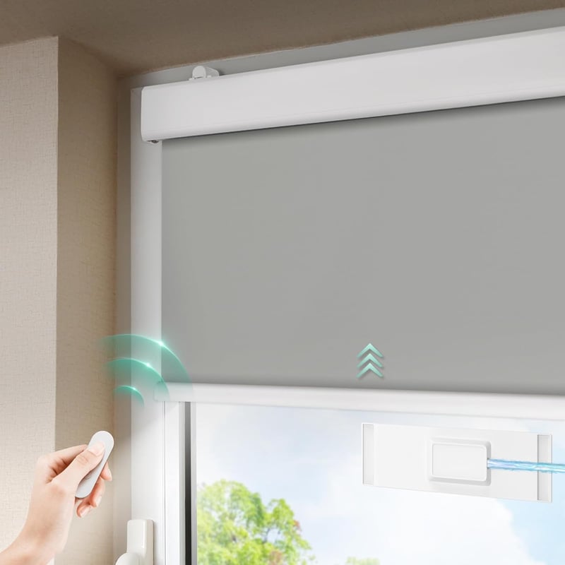 DENFOON Napelemes Elektromos Roletta Távirányítóval Sötétítő Függöny Akkumulátoros