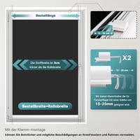 DENFOON Napelemes Elektromos Sötétítő Roló - Fúrás Nélküli Klemmfix Rendszer, Hőszigetelő, Távirányítós, Újratölthető Akkumulátor, Fekete, A 5