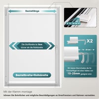 DENFOON Napelemes Redőny Távirányítóval Hőszigetelő Blackout Roller Blind Fehér 170 x 100 cm 5