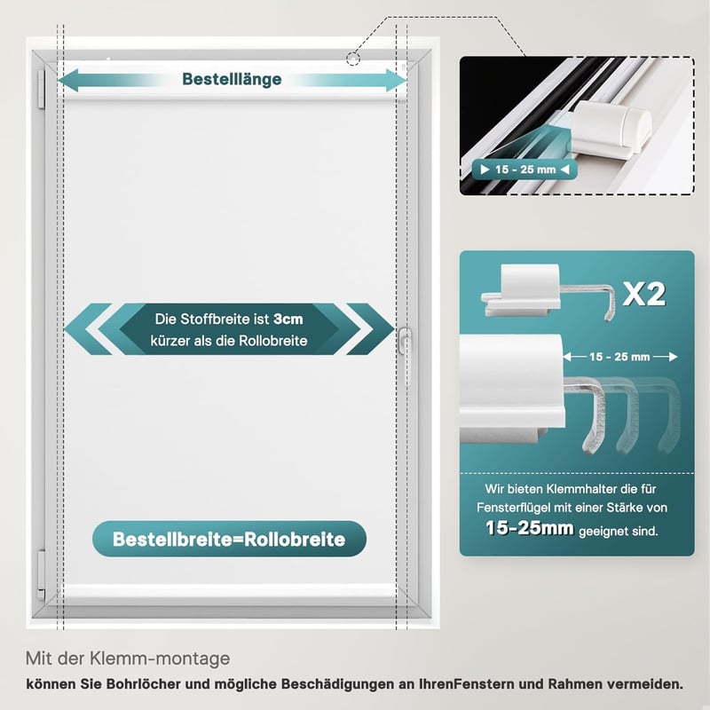 DENFOON Napelemes Redőny Távirányítóval Hőszigetelő Blackout Roller Blind Fehér 170 x 100 cm