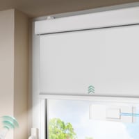 DENFOON Napelemes Redőny Távirányítóval Hőszigetelő Blackout Roller Blind Fehér 170 x 100 cm 1