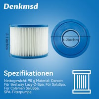 Denkmsd VI Medence Szűrőbetét Spa Pumpához 4 db Csomag 6