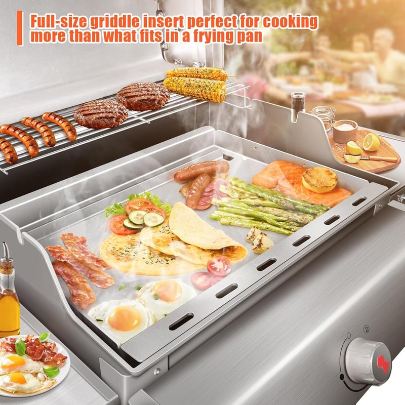 Denmay 58,6 x 44 cm Plancha Grillező Lap Weber Spirit 300 Sorozathoz - Univerzális Vaslemez E310 E320 E330 S310 S320 S330 Modellekhez