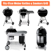 Grilový rošt Denmay 7432 a rošt na drevené uhlie 7440 pre 47 cm grily na drevené uhlie Weber – kompatibilné s One-Touch, Bar-B Kettle, Smokey Mountain, Jumbo Joe, vrátane 1 teplomera 4