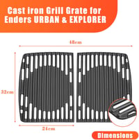 Denmay öntöttvas főzőrács Enders Urban / Explorer gázgrillhez - 32x48 cm - 2 db 2