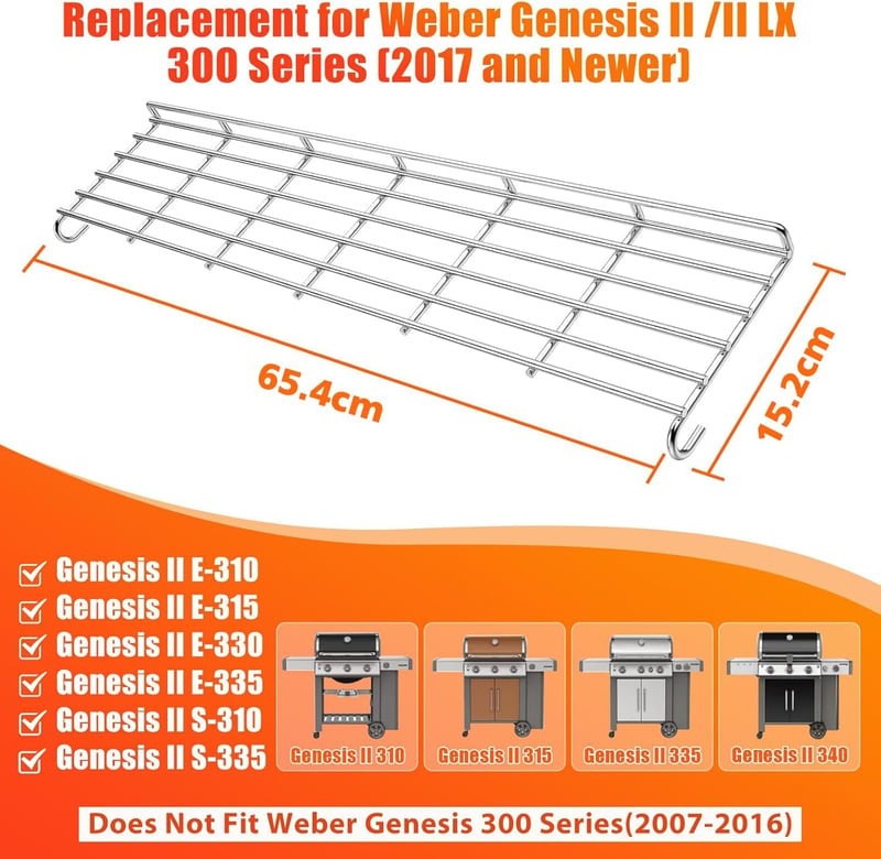 Denmay rozsdamentes melegítő rács Weber Genesis II E-310 E-315 E-320 E-330 E-335 gázgrillhez