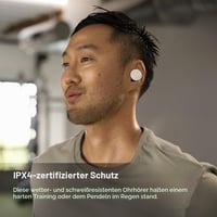 Bezdrôtové slúchadlá Denon PerL, personalizovaný zvuk, potlačenie hluku, vodoodolné, vstavaný mikrofón, dlhá výdrž batérie, biela 8