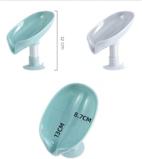 DENTSHIELD 2 db levél alakú szappantartó lefolyóval, fúrésmentes zuhany és fürdőszoba szivacstartó, zöld szürke színben 7