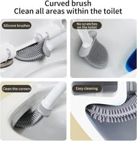 DENTSHIELD 2 db Szilikon WC Kefe Szivárgásmentes Tartóval, Gyorsan Száradó Fürdőszobai Toalett Tisztító Készlet, Könnyű Többszínű 4