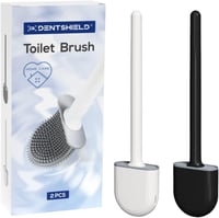 DENTSHIELD 2 db Szilikon WC Kefe Szivárgásmentes Tartóval, Gyorsan Száradó Fürdőszobai Toalett Tisztító Készlet, Könnyű Többszínű 5