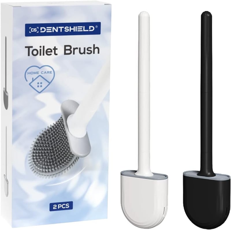 DENTSHIELD 2 db Szilikon WC Kefe Szivárgásmentes Tartóval, Gyorsan Száradó Fürdőszobai Toalett Tisztító Készlet, Könnyű Többszínű