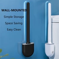 DENTSHIELD Fekete Szilikon WC Kefe Szivárgásmentes Tartóval - Gyorsan Száradó, Hordozható Fürdőszobai Kefe Hosszú Ergonomikus Fogantyúval 4