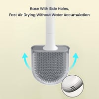 DENTSHIELD Fekete Szilikon WC Kefe Szivárgásmentes Tartóval - Gyorsan Száradó, Hordozható Fürdőszobai Kefe Hosszú Ergonomikus Fogantyúval 6
