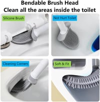 DENTSHIELD Fekete Szilikon WC Kefe Szivárgásmentes Tartóval - Gyorsan Száradó, Hordozható Fürdőszobai Kefe Hosszú Ergonomikus Fogantyúval 5