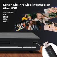 DVD player Denver DVH-7787 pentru televizor – HDMI, USB, 1080p, redare fără restricții de regiune, negru 4