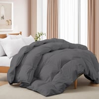 Deodar Négyévszakos Paplan 220x240 - Libapehely Töltetű Steppelt Takaró, Légáteresztő, Hipoallergén, Sötétszürke, 100% Pamut Huzat, Öko-Tex 1