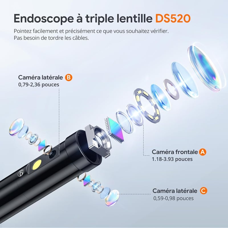 DEPSTECH 15m Tripla Lencsés Endoszkóp Kamera 5" IPS Kijelzővel - 1080P IP67 Vízálló Csővizsgáló Kamera 