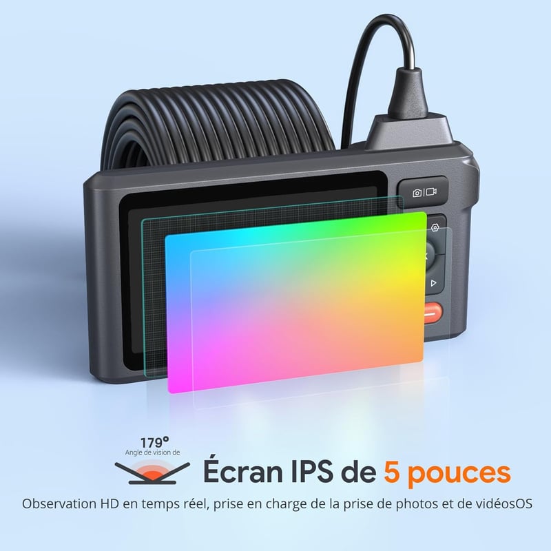DEPSTECH 15m Tripla Lencsés Endoszkóp Kamera 5" IPS Kijelzővel - 1080P IP67 Vízálló Csővizsgáló Kamera 