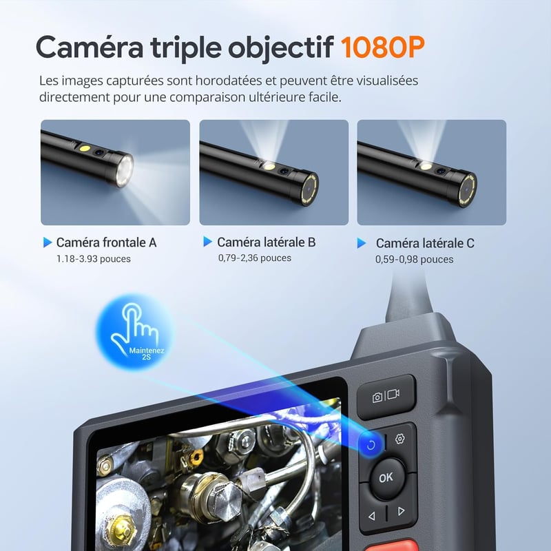 DEPSTECH 15m Tripla Lencsés Endoszkóp Kamera 5" IPS Kijelzővel - 1080P IP67 Vízálló Csővizsgáló Kamera 