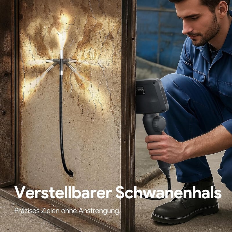 DEPSTECH 6 mm Forgatható Endoszkóp Kamera 210° Mozgatható Fejjel, 1080P Felbontás, 4,5" IPS Kijelző, Vízálló Csőkamera Autószereléshez, 1,5 