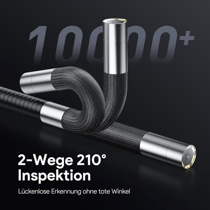 DEPSTECH 6 mm Forgatható Endoszkóp Kamera 210° Mozgatható Fejjel, 1080P Felbontás, 4,5" IPS Kijelző, Vízálló Csőkamera Autószereléshez, 1,5 