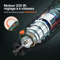 DEPSTECH DM200A Multifunkciós Rotációs Szerszámkészlet 200W - 6 Sebességfokozat, Flex Tengely, 128 Tartozék, Barkácsoláshoz, Gravírozáshoz,  2