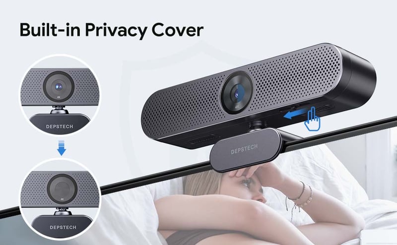 DEPSTECH DW50 4K Webkamera Sony Szenzorral, Dupla Zajszűrő Mikrofonnal, Távirányítóval, Autofókusszal és Adatvédelmi Fedéllel - Laptop/Zoom/