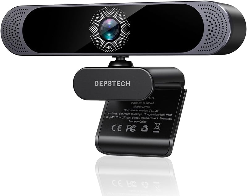 DEPSTECH DW50 4K Webkamera Sony Szenzorral, Dupla Zajszűrő Mikrofonnal, Távirányítóval, Autofókusszal és Adatvédelmi Fedéllel - Laptop/Zoom/