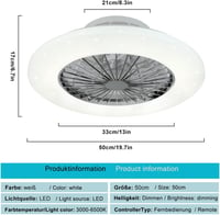 Depuley LED Mennyezeti Ventilátor Távirányítóval, Dimmelhető, Időzítő és Hőmérséklet Szabályozás 5