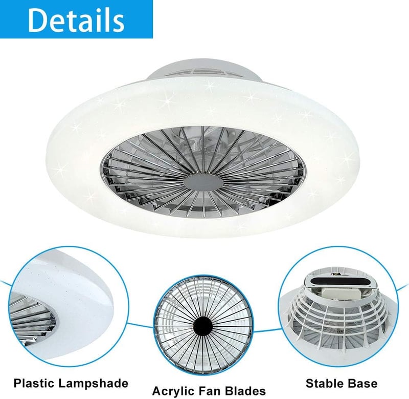 Depuley LED Mennyezeti Ventilátor Távirányítóval, Dimmelhető, Időzítő és Hőmérséklet Szabályozás