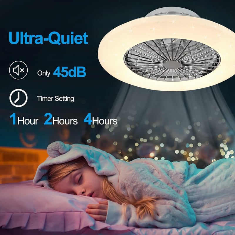 Depuley LED Mennyezeti Ventilátor Távirányítóval, Dimmelhető, Időzítő és Hőmérséklet Szabályozás