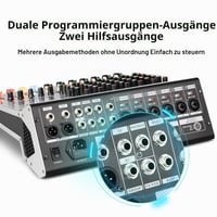 Profesionálny DJ mixážny pult Depusheng AG8, 8-kanálový, 99 DSP efektov, MP3, USB, Bluetooth, 48V fantómové napájanie, 2 AUX vstupy, pre karaoke a nahrávanie 8