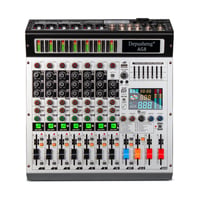 Profesionálny DJ mixážny pult Depusheng AG8, 8-kanálový, 99 DSP efektov, MP3, USB, Bluetooth, 48V fantómové napájanie, 2 AUX vstupy, pre karaoke a nahrávanie 2