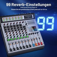 Profesionálny DJ mixážny pult Depusheng AG8, 8-kanálový, 99 DSP efektov, MP3, USB, Bluetooth, 48V fantómové napájanie, 2 AUX vstupy, pre karaoke a nahrávanie 6