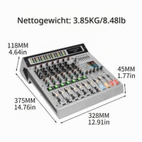 Profesionálny DJ mixážny pult Depusheng AG8, 8-kanálový, 99 DSP efektov, MP3, USB, Bluetooth, 48V fantómové napájanie, 2 AUX vstupy, pre karaoke a nahrávanie 9