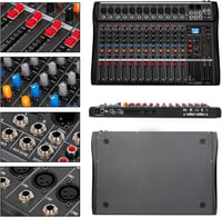 Depusheng DA12 DJ Keverőpult 12 Csatornás - Bluetooth, USB, XLR Mikrofon Bemenet, 48V Phantom, PC/MAC Kompatibilis, Fém Ház, RCA Be/Kimenet 3