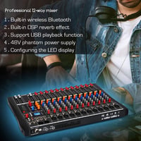 Depusheng DA12 DJ Keverőpult 12 Csatornás - Bluetooth, USB, XLR Mikrofon Bemenet, 48V Phantom, PC/MAC Kompatibilis, Fém Ház, RCA Be/Kimenet 7