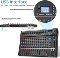 Depusheng DX12 12 csatornás DJ hangkeverő mixer XLR mikrofonnal USB-hez 8