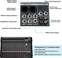 Depusheng DX12 12 csatornás DJ hangkeverő mixer XLR mikrofonnal USB-hez 4