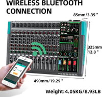 Depusheng PA12 12 csatornás DJ keverő 256 DSP effekt Bluetooth USB 48V fantom tápellátás 8