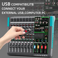 Depusheng PA8 8 csatornás DJ keverő 256 DSP effekt Bluetooth USB 48V phantom 5