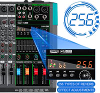 Depusheng PA8 8 csatornás DJ keverő 256 DSP effekt Bluetooth USB 48V phantom 3