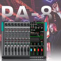 Depusheng PA8 8 csatornás DJ keverő 256 DSP effekt Bluetooth USB 48V phantom 7