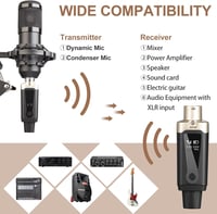 Depusheng T9 Vezeték Nélküli XLR Mikrofon Rendszer - Dinamikus és Kondenzátor Mikrofonokhoz, Keverőkhöz, Hangfalakhoz, Újratölthető Akkumulá 4