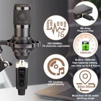 Depusheng T9 Vezeték Nélküli XLR Mikrofon Rendszer - Dinamikus és Kondenzátor Mikrofonokhoz, Keverőkhöz, Hangfalakhoz, Újratölthető Akkumulá 3