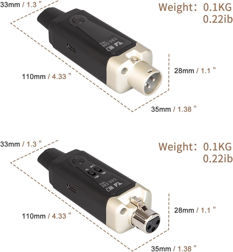 Depusheng T9 Vezeték Nélküli XLR Mikrofon Rendszer - Dinamikus és Kondenzátor Mikrofonokhoz, Keverőkhöz, Hangfalakhoz, Újratölthető Akkumulá