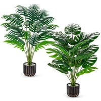 Set od 2 umjetne biljke Der Rose – Monstera i palma, dekoracija za ured, visina 70 cm 1